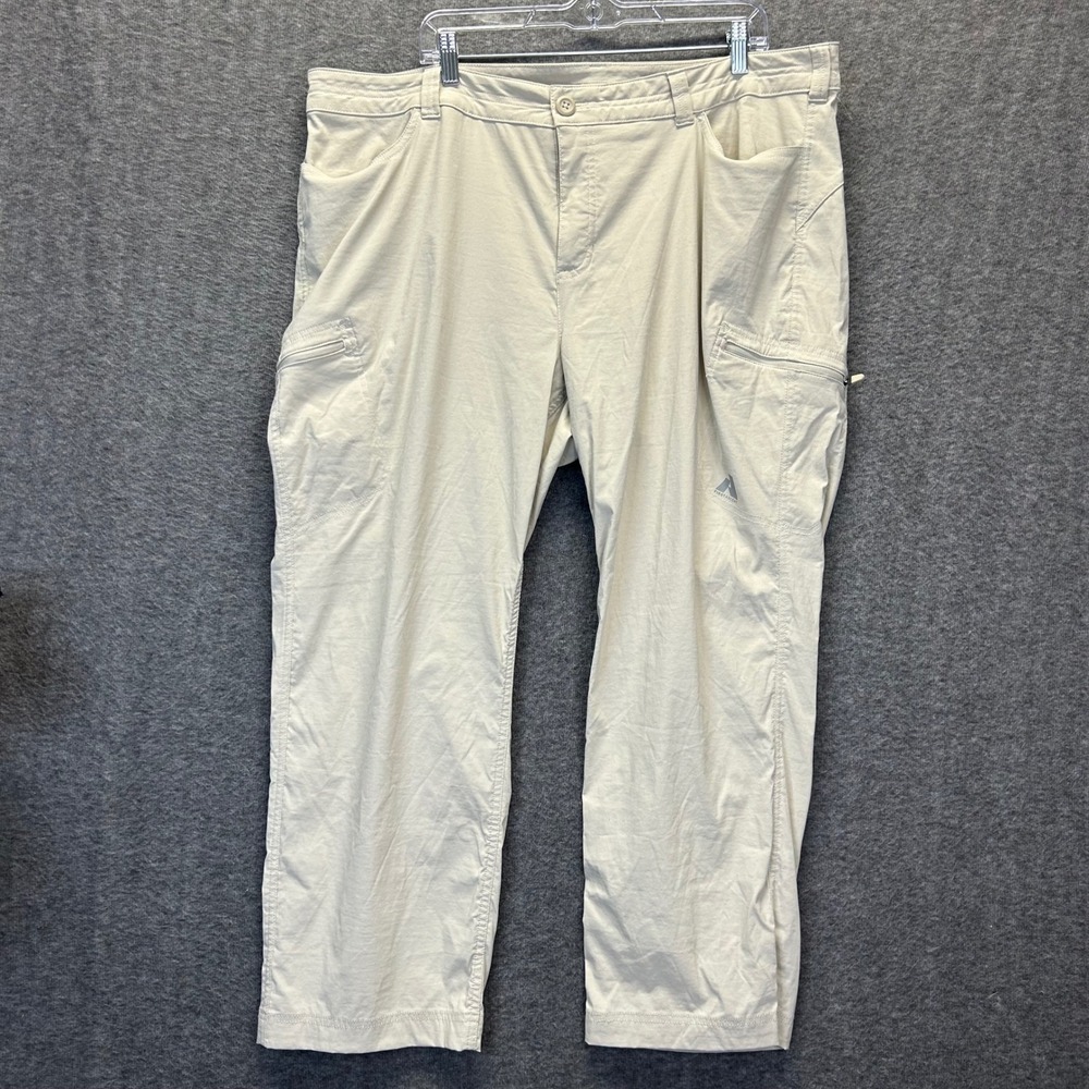 Eddie Bauer First Ascent Guide Pants Women 22W Beige Hiking Cargo Technical Plus
